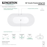Kingston Sona VTOV543023 - Aqua Eden 54-Inch Acrylic Oval Double Ended