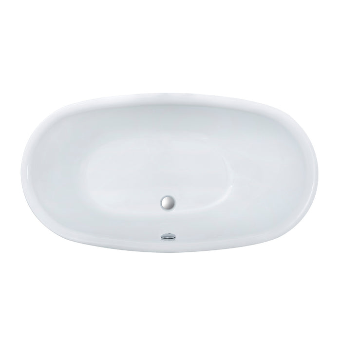 Aqua Eden VTOV553023U 55-Inch Acrylic Freestanding Tub with Center Drain Hole, Glossy White