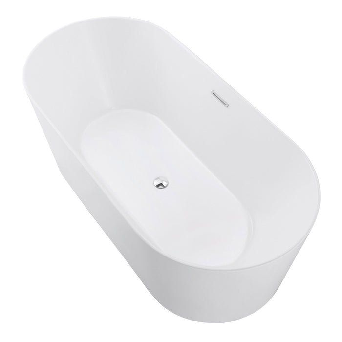 Kingston Sona VTOV593023 - Aqua Eden 59-Inch Acrylic Oval Double Ended Freestanding Tub with Drain, Glossy White