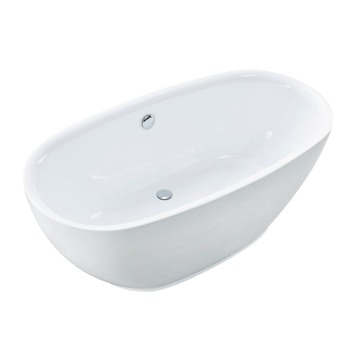 Kingston Sona VTOV593023U - Aqua Eden 59-Inch Acrylic Oval Double Ended Freestanding Tub with Drain, Glossy White