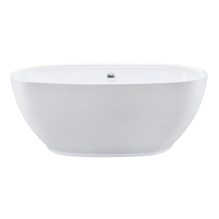 Aqua Eden VTOV593023U 59-Inch Acrylic Freestanding Tub with Center Drain Hole, Glossy White