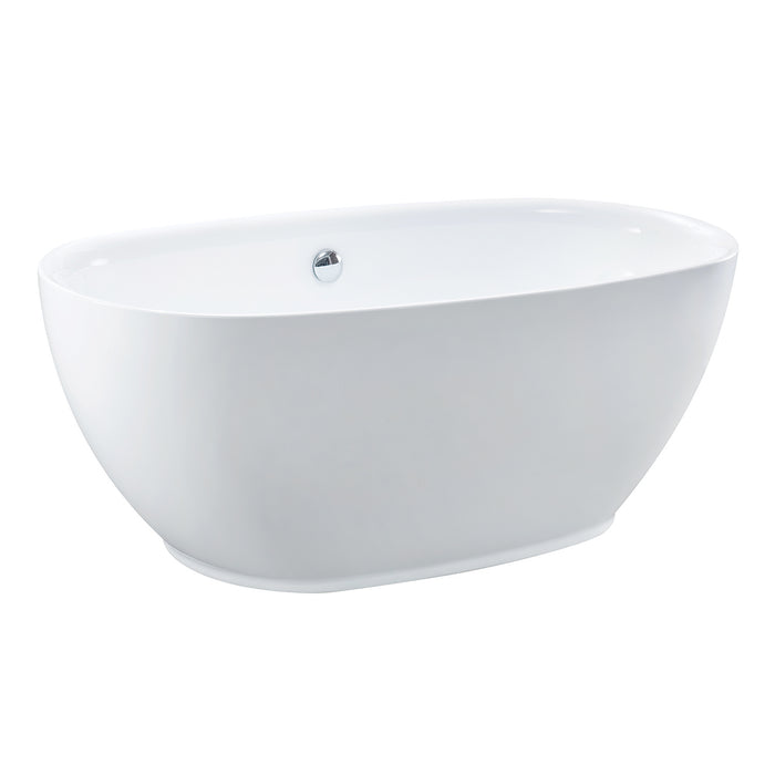 Aqua Eden VTOV593023U 59-Inch Acrylic Freestanding Tub with Center Drain Hole, Glossy White