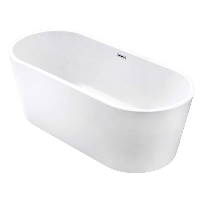 Aqua Eden VTOV633024 63-Inch Acrylic Freestanding Tub with Center Drain Hole, Glossy White