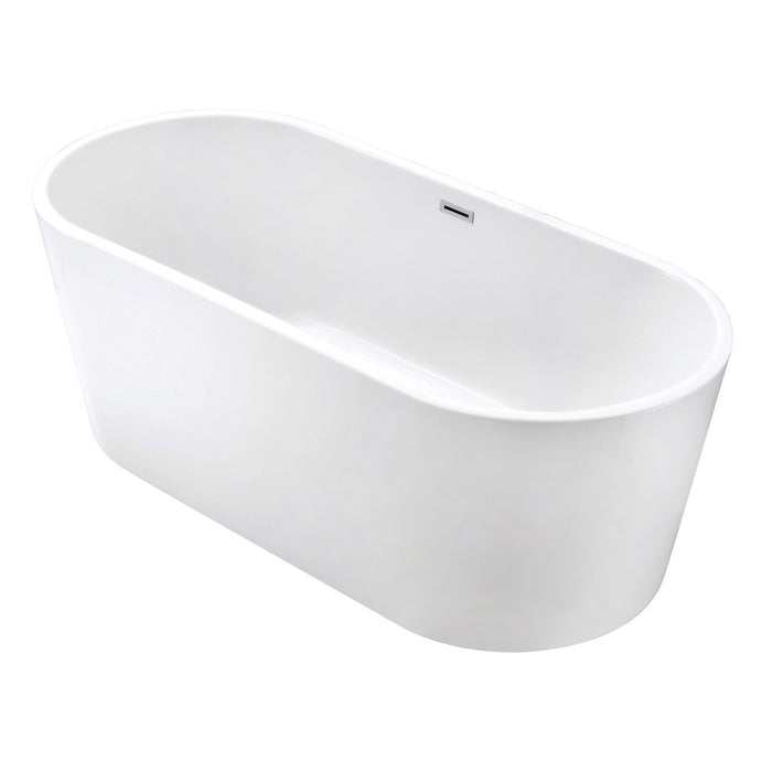 Kingston Sona VTOV673023 - Aqua Eden 67-Inch Acrylic Oval Double Ended Freestanding Tub with Drain, Glossy White