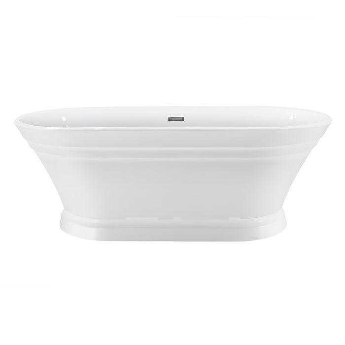 Kingston Heirloom VTOV673124 - Aqua Eden 67-Inch Acrylic Oval Double Ended Pedestal Tub with Drain (No Faucet Drillings), Glossy White