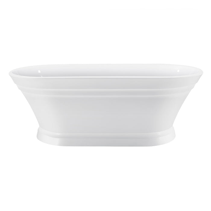 Kingston Heirloom VTOV673124 - Aqua Eden 67-Inch Acrylic Oval Double Ended Pedestal Tub with Drain (No Faucet Drillings), Glossy White