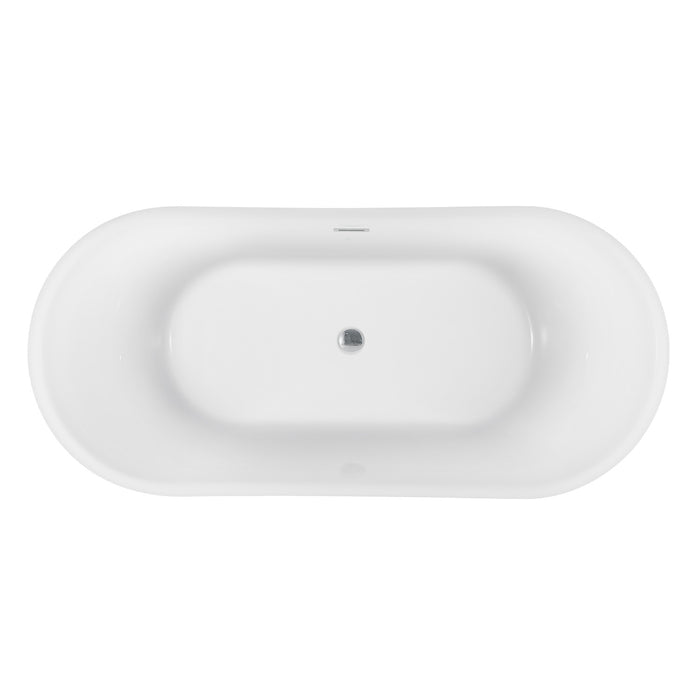 Kingston Heirloom VTOV673124 - Aqua Eden 67-Inch Acrylic Oval Double Ended Pedestal Tub with Drain (No Faucet Drillings), Glossy White