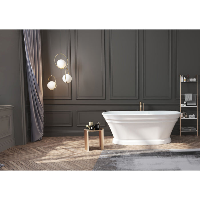 Kingston Heirloom VTOV673124 - Aqua Eden 67-Inch Acrylic Oval Double Ended Pedestal Tub with Drain (No Faucet Drillings), Glossy White