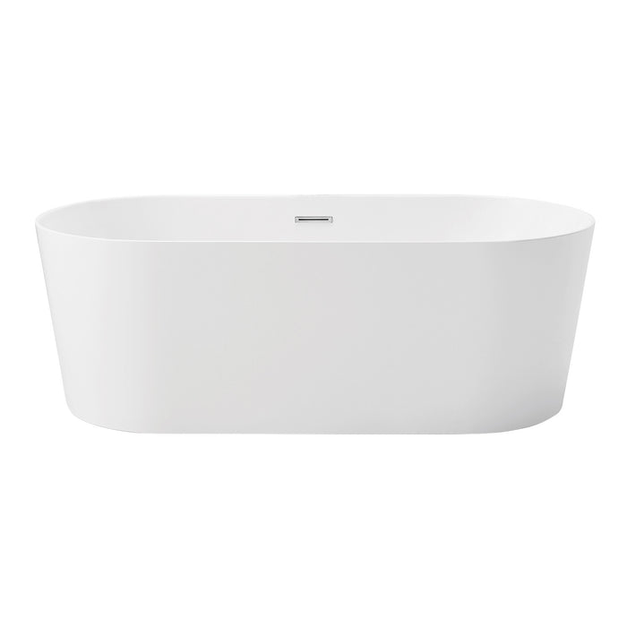 Aqua Eden VTOV673223 67-Inch Acrylic Freestanding Tub with Center Drain Hole, Glossy White