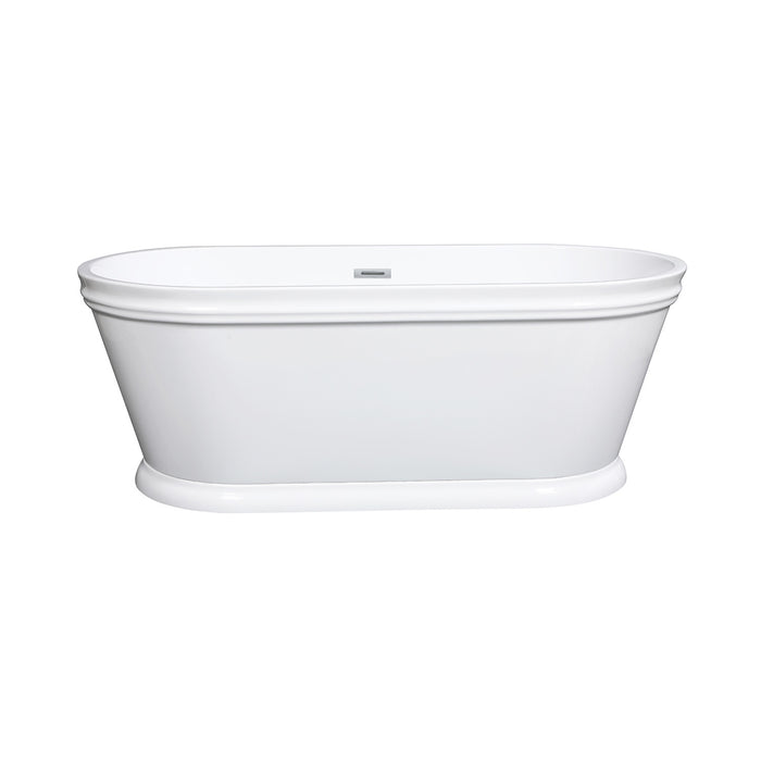 Kingston Heirloom VTPDE602922 - Aqua Eden 60-Inch Acrylic Oval Double Ended Pedestal Tub with Drain (No Faucet Drillings), Glossy White