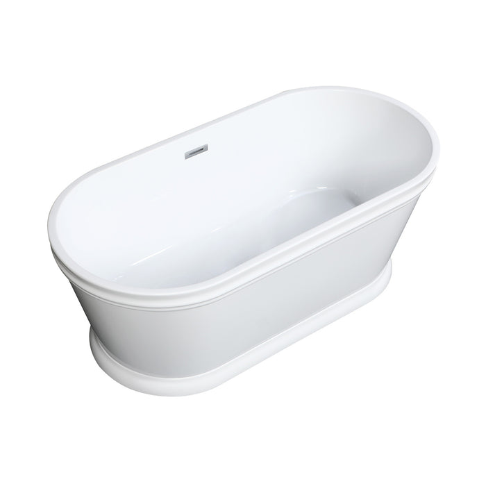Kingston Heirloom VTPDE602922 - Aqua Eden 60-Inch Acrylic Oval Double Ended Pedestal Tub with Drain (No Faucet Drillings), Glossy White