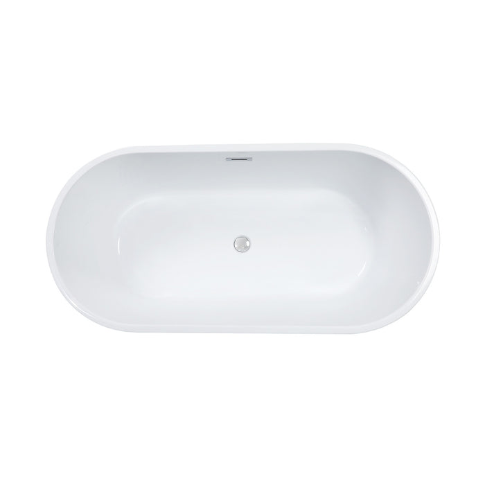 Kingston Heirloom VTPDE602922 - Aqua Eden 60-Inch Acrylic Oval Double Ended Pedestal Tub with Drain (No Faucet Drillings), Glossy White