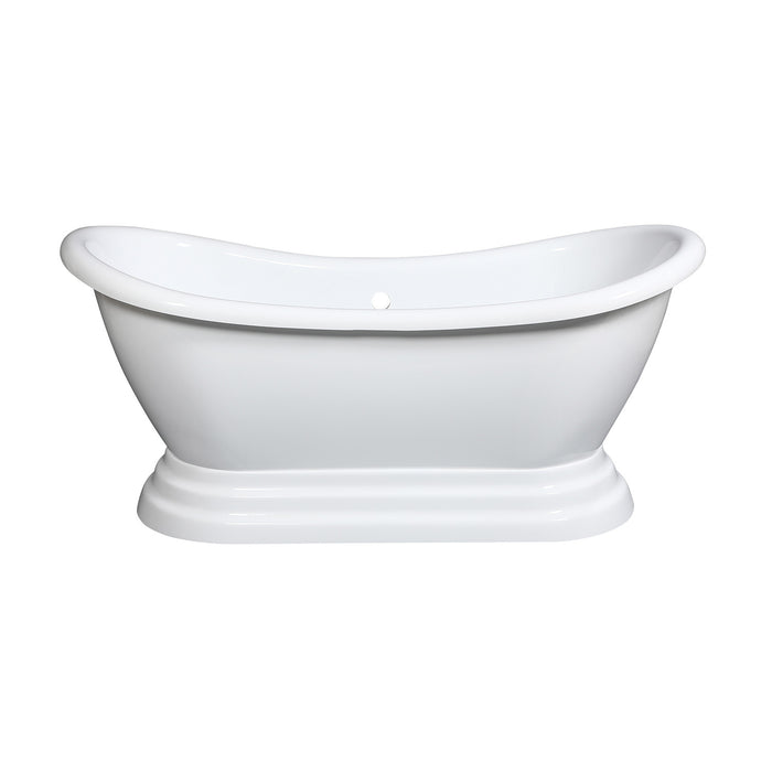 Kingston Heirloom VTPDS602827 - Aqua Eden 60-Inch Acrylic Oval Double Slipper Pedestal Tub (No Faucet Drillings), Glossy White