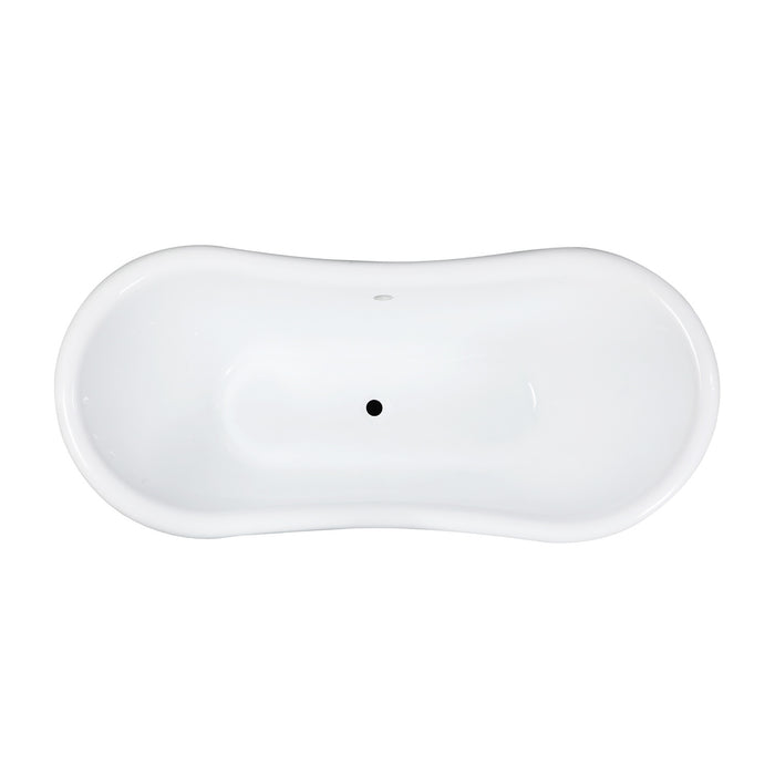 Kingston Heirloom VTPDS602827 - Aqua Eden 60-Inch Acrylic Oval Double Slipper Pedestal Tub (No Faucet Drillings), Glossy White