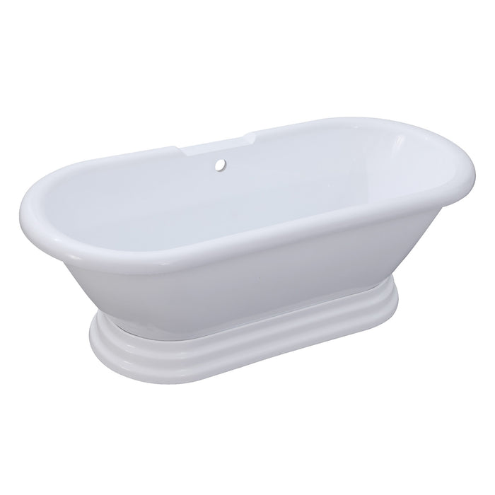 Kingston Heirloom VTPE672824PBA - Aqua Eden 67-Inch Acrylic Oval Double Ended Pedestal Tub (No Faucet Drillings), Glossy White