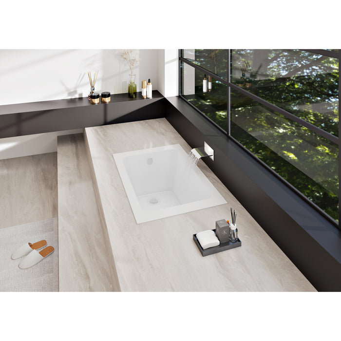 Aqua Eden VTPN483219T 48-Inch Acrylic Rectangular Drop-In Tub with Anti-Skid Surface, Glossy White