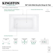 Kingston Aqua Eden VTPN543219T 54-Inch Acrylic Rectangular Drop-In Tub