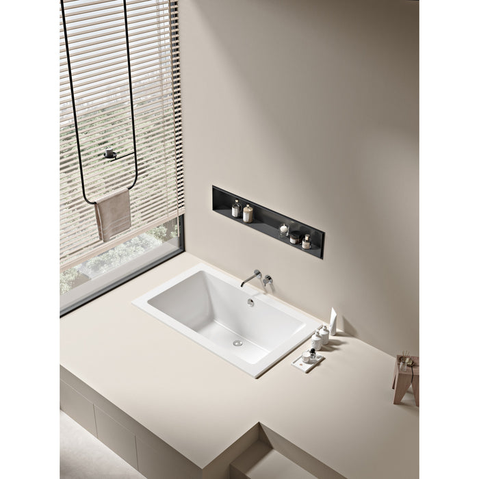 Aqua Eden VTPN593619C 59-Inch Acrylic Rectangular Drop-In Tub with Reversible Drain, Glossy White