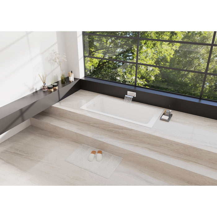 Kingston Aqua Eden VTPN673419T 67-Inch Acrylic Rectangular Drop-In Tub with Anti-Skid Surface, Glossy White