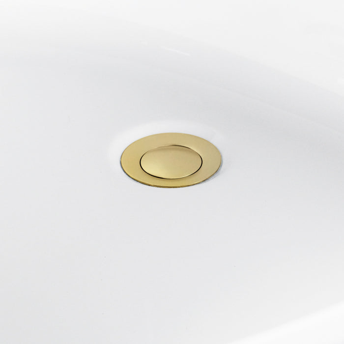 Kingston Sona VTRO454523M2 - Aqua Eden 45-Inch Acrylic Round Double Ended Freestanding Tub with Overflow/Drain Assembly, Glossy White/Polished Brass