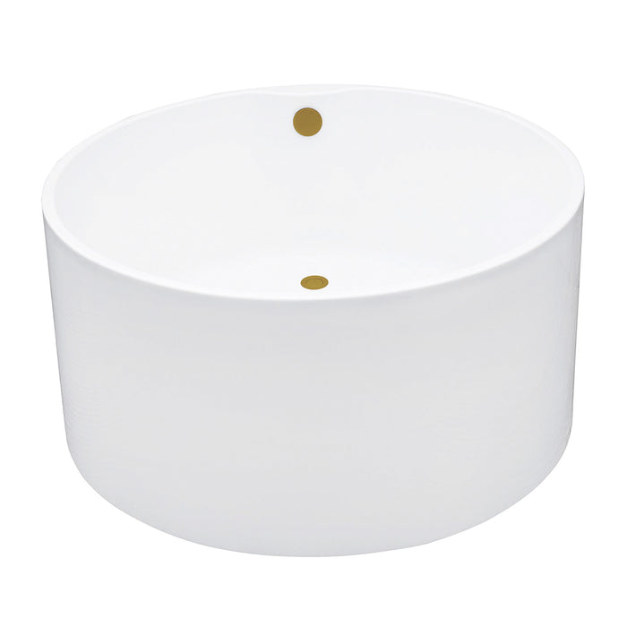 Kingston Sona VTRO454523M7 - Aqua Eden 45-Inch Acrylic Round Double Ended Freestanding Tub with Overflow/Drain Assembly, Glossy White/Brushed Brass