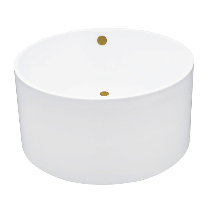 Kingston Sona VTRO454523M7 - Aqua Eden 45-Inch Acrylic Round Double Ended Freestanding Tub with Overflow/Drain Assembly, Glossy White/Brushed Brass