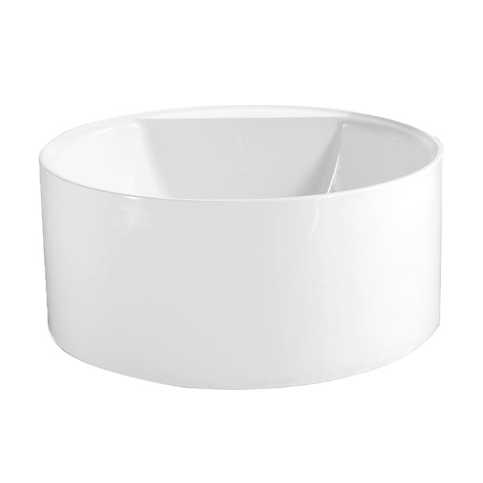 Aqua Eden VTRO535322 53-Inch Round Acrylic Freestanding Tub with Drain, Glossy White