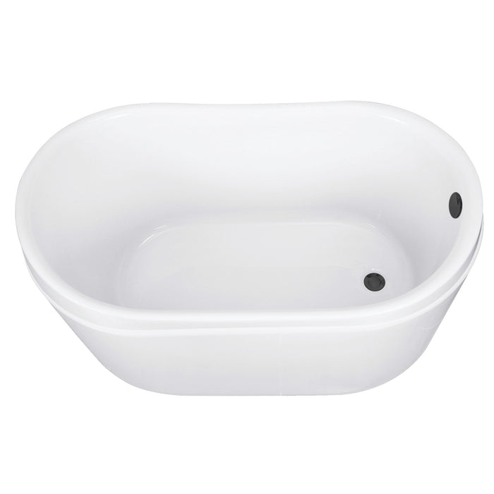 Kingston Sona VTRS522928M0 - Aqua Eden 52-Inch Acrylic Oval Double Slipper Freestanding Tub with Overflow/Drain Assembly, Glossy White/Matte Black