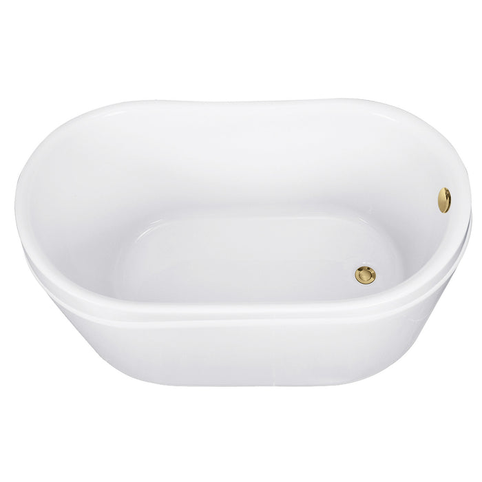 Kingston Sona VTRS522928M2 - Aqua Eden 52-Inch Acrylic Oval Double Slipper Freestanding Tub with Overflow/Drain Assembly, Glossy White/Polished Brass