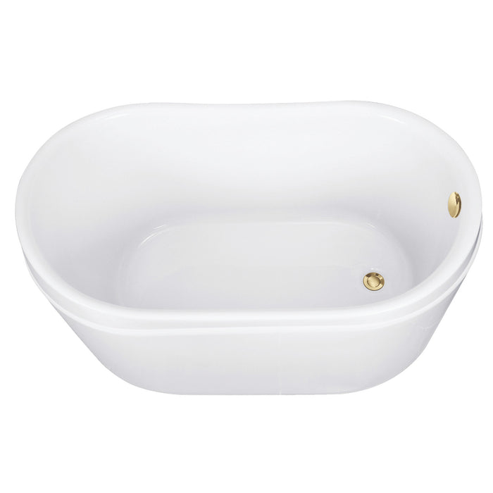 Kingston Sona VTRS522928M2 - Aqua Eden 52-Inch Acrylic Oval Double Slipper Freestanding Tub with Overflow/Drain Assembly, Glossy White/Polished Brass