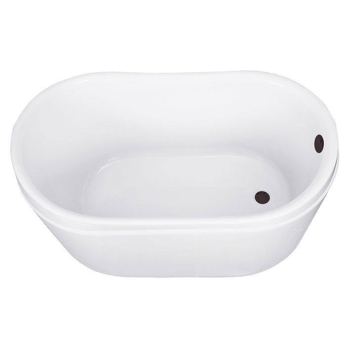 Kingston Sona VTRS522928M5 - Aqua Eden 52-Inch Acrylic Oval Double Slipper Freestanding Tub with Overflow/Drain Assembly, Glossy White/Oil Rubbed Bronze