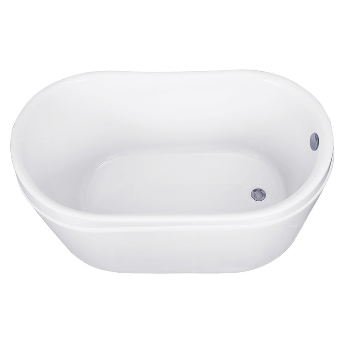 Kingston Sona VTRS522928M8 - Aqua Eden 52-Inch Acrylic Oval Double Slipper Freestanding Tub with Overflow/Drain Assembly, Glossy White/Brushed Nickel
