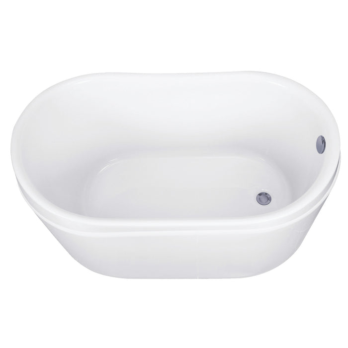 Kingston Sona VTRS522928M8 - Aqua Eden 52-Inch Acrylic Oval Double Slipper Freestanding Tub with Overflow/Drain Assembly, Glossy White/Brushed Nickel