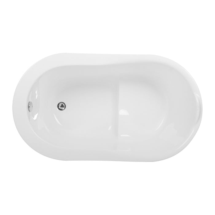 Kingston Sona VTRS523030 - Aqua Eden 52-Inch Acrylic Oval Single Slipper Freestanding Tub with Drain and Integrated Seat, Glossy White