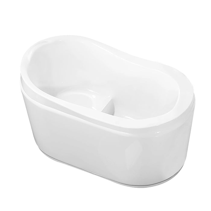 Kingston Sona VTRS523030 - Aqua Eden 52-Inch Acrylic Oval Single Slipper Freestanding Tub with Drain and Integrated Seat, Glossy White