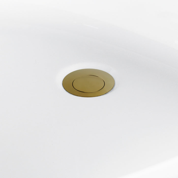 Kingston Sona VTRS523030M7 - Aqua Eden 52-Inch Acrylic Oval Single Slipper Freestanding Tub with Overflow/Drain Assembly and Integral Seat, Glossy White/Brushed Brass