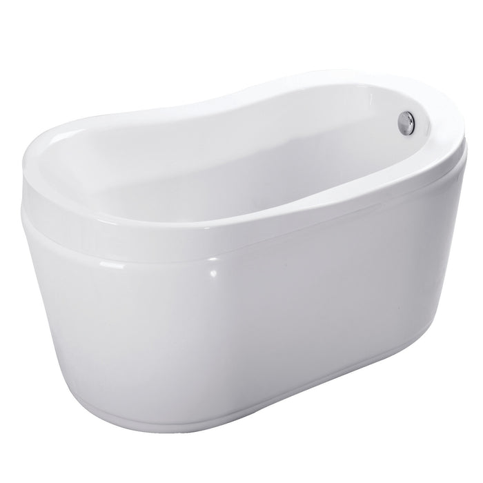 Kingston Sona VTRS523030 - Aqua Eden 52-Inch Acrylic Oval Single Slipper Freestanding Tub with Drain and Integrated Seat, Glossy White
