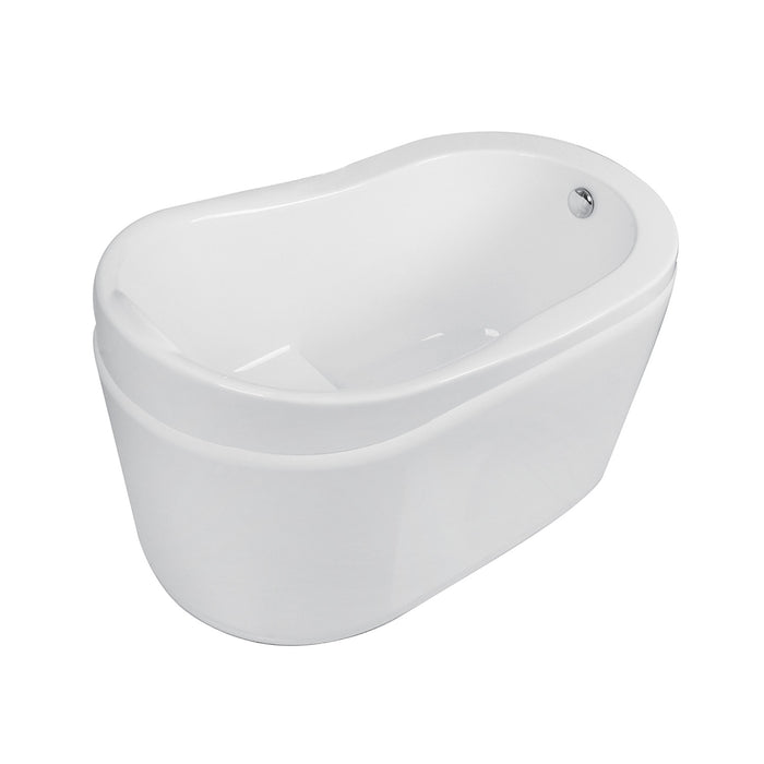 Kingston Sona VTRS523030 - Aqua Eden 52-Inch Acrylic Oval Single Slipper Freestanding Tub with Drain and Integrated Seat, Glossy White