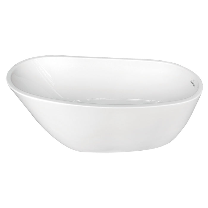 Kingston Sona VTRS592928 - Aqua Eden 59-Inch Acrylic Oval Single Slipper Freestanding Tub with Drain, Glossy White