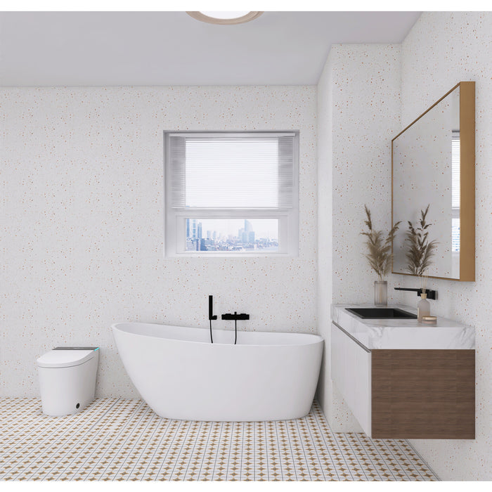 Kingston Sona VTRS632927 - Aqua Eden 63-Inch Acrylic Oval Single Slipper Freestanding Tub with Drain, Glossy White