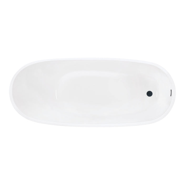 Kingston Sona VTRS632927C310 - Aqua Eden 63-Inch Acrylic Oval Single Slipper Freestanding Tub with Drain, Glossy White/Matte Black