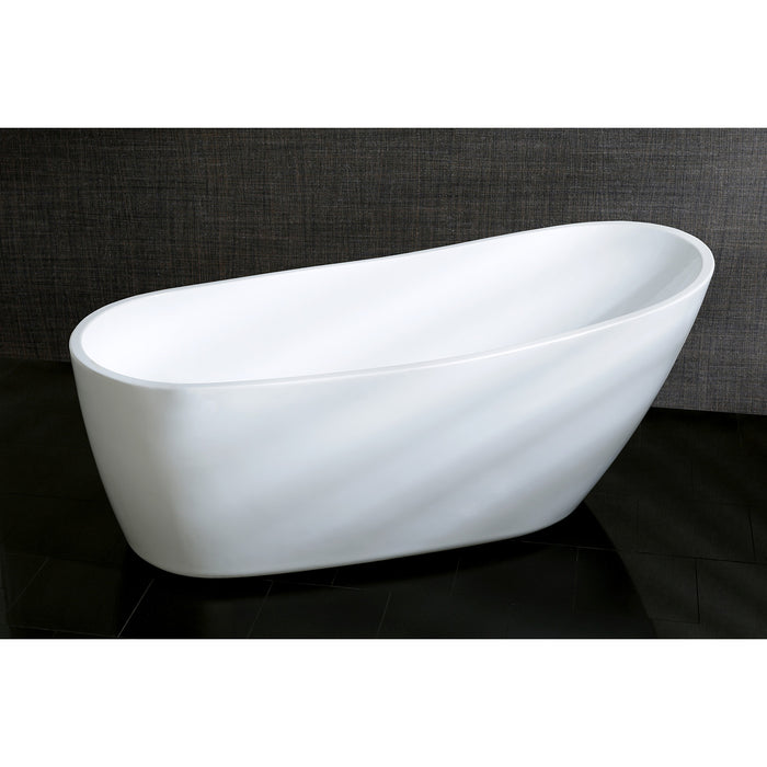 Aqua Eden VTRS683128 68-Inch Acrylic Oval Single Slipper Freestanding Tub with Drain, Glossy White
