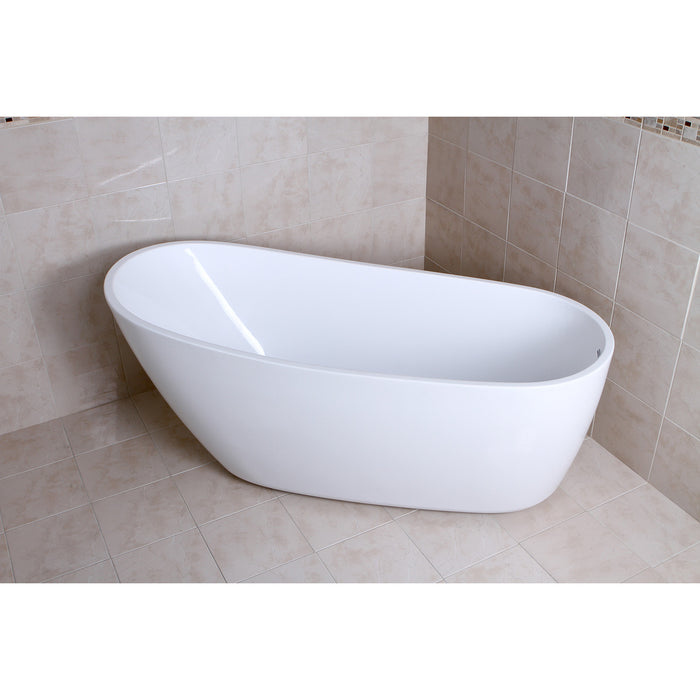Aqua Eden VTRS683128 68-Inch Acrylic Oval Single Slipper Freestanding Tub with Drain, Glossy White