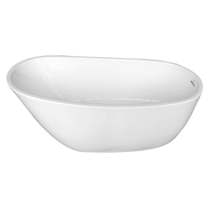 Aqua Eden VTRS683128 68-Inch Acrylic Oval Single Slipper Freestanding Tub with Drain, Glossy White