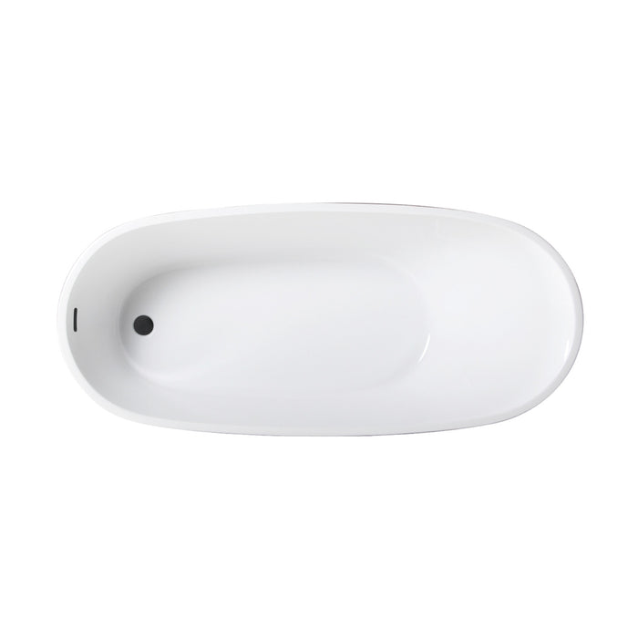 Aqua Eden VTRS723228C310 72-Inch Acrylic Oval Single Slipper Freestanding Tub with Drain, Glossy White/Matte Black
