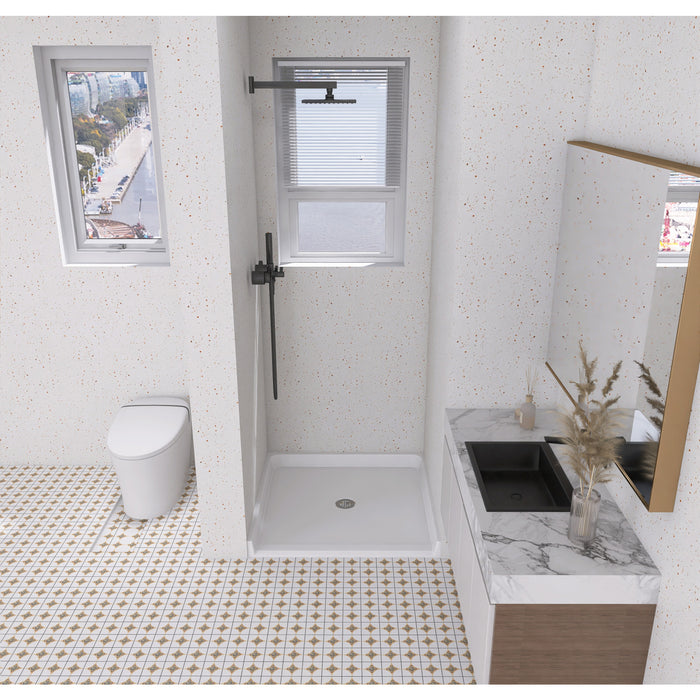 Kingston Madura VTSB39385C 39-Inch x 38-Inch Anti-Skid Acrylic Barrier Free Single Threshold Shower Base with Center Drain, Glossy White