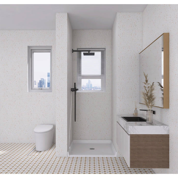 Kingston Madura VTSB39385C 39-Inch x 38-Inch Anti-Skid Acrylic Barrier Free Single Threshold Shower Base with Center Drain, Glossy White