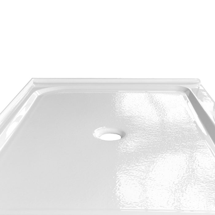 Kingston Jarvis VTSB48364TC 48-Inch x 36-Inch Anti-Skid Acrylic Single Threshold Shower Base with Center Drain, Glossy White