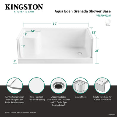 KINGSTON Brass Grenada VTSB603221R 60-Inch x 32-Inch Anti-Skid