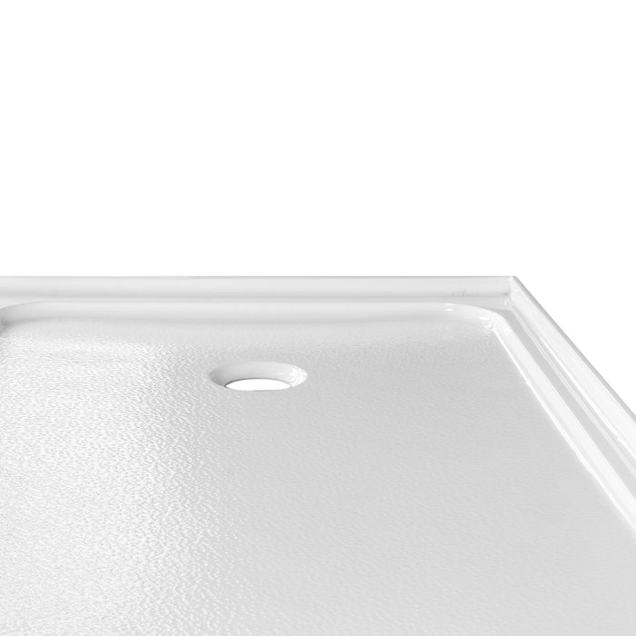Kingston Nauru VTSB60324DL 60-Inch x 32-Inch Anti-Skid Acrylic Double Threshold Shower Base with Left Drain, Glossy White